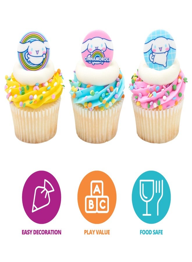 DecoPac Cinnamoroll Rings, 24 Hello Kitty Cupcake Decorations, Blue And Pink Toppers - 24 Pack - Image 2